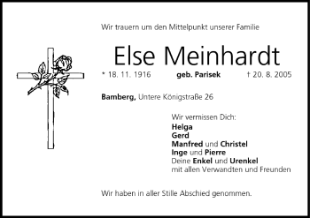 Anzeige von Else Meinhardt von MGO