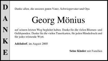 Anzeige von Georg Mönius von MGO