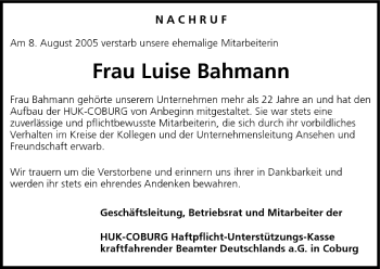Anzeige von Luise Bahmann von MGO