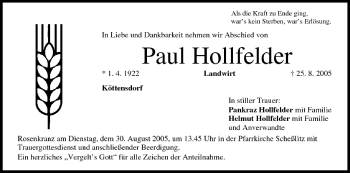 Anzeige von Paul Hollfelder von MGO