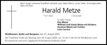 Anzeige von Harald Metze von MGO