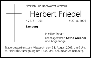 Anzeige von Herbert Friedel von MGO
