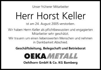 Anzeige von Horst Keller von MGO
