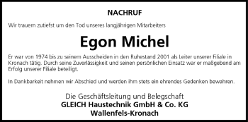Anzeige von Egon Michel von MGO