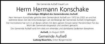 Anzeige von Hermann Konschake von MGO