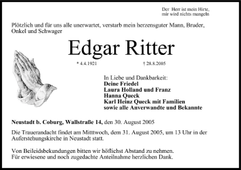 Anzeige von Edgar Ritter von MGO