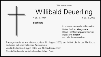 Anzeige von Willibald Deuerling von MGO