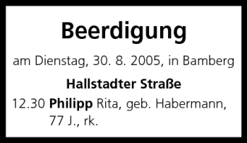 Anzeige von Beerdigungen vom 30.08.2005 von MGO