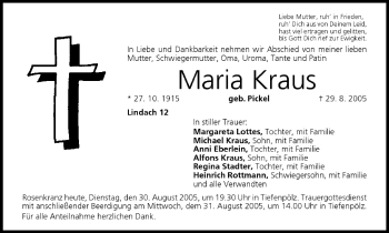 Anzeige von Maria Kraus von MGO