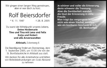 Anzeige von Rolf Beiersdorfer von MGO