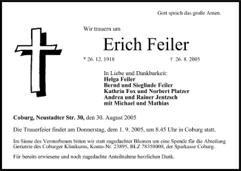 Anzeige von Erich Feiler von MGO