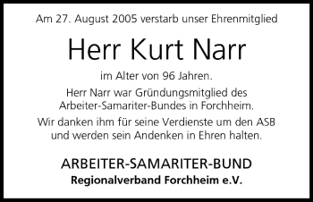 Anzeige von Kurt Narr von MGO