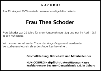 Anzeige von Thea Schoder von MGO