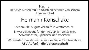 Anzeige von Hermann Konschake von MGO