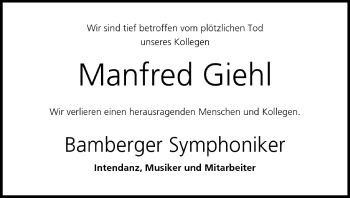 Anzeige von Manfred Giehl von MGO