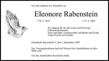 Anzeige von Eleonore Rabenstein von MGO