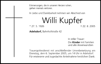 Anzeige von Willi Kupfer von MGO