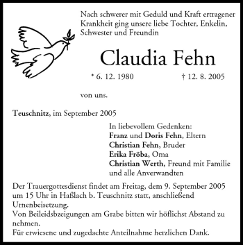 Anzeige von Claudia Fehn von MGO