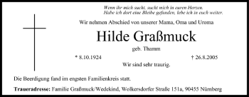 Anzeige von Hilde Graßmuck von MGO