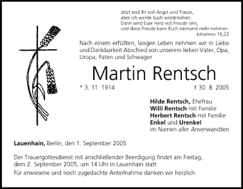 Anzeige von Martin Rentsch von MGO