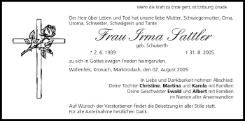 Anzeige von Irma Sattler von MGO