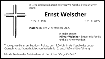 Anzeige von Ernst Welscher von MGO