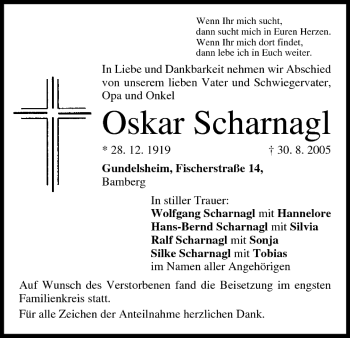 Anzeige von Oskar Scharnagl von MGO