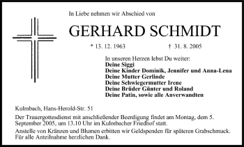 Anzeige von Gerhard Schmidt von MGO
