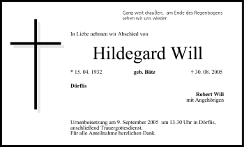 Anzeige von Hildegard Will von MGO