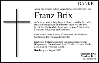 Anzeige von Franz Brix von MGO