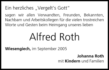 Anzeige von Alfred Roth von MGO