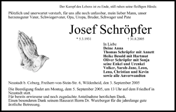 Anzeige von Josef Schröpfer von MGO
