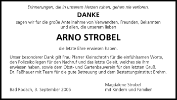 Anzeige von Arno Strobel von MGO