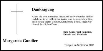 Anzeige von Margareta Gundler von MGO