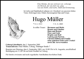 Anzeige von Hugo Müller von MGO