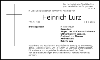 Anzeige von Heinrich Lurz von MGO