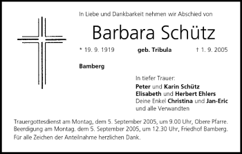 Anzeige von Barbara Schütz von MGO
