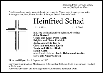 Anzeige von Heinfried Schad von MGO