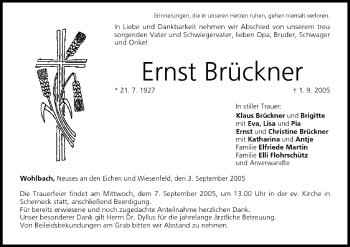 Anzeige von Ernst Brückner von MGO