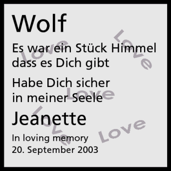 Anzeige von Wolf  von MGO