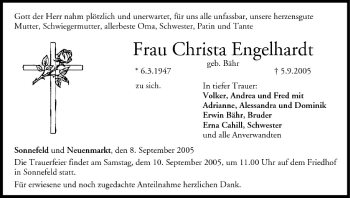 Anzeige von Christa Engelhardt von MGO