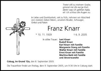 Anzeige von Franz Knarr von MGO