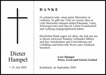 Anzeige von Dieter Hampel von MGO