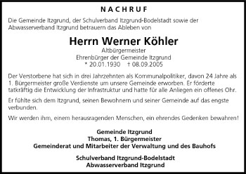 Anzeige von Werner Köhler von MGO