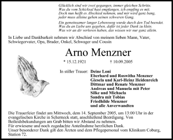 Anzeige von Arno Menzner von MGO