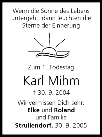 Anzeige von Karl Mihm von MGO