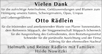 Anzeige von Otto Rädlein von MGO