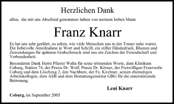Anzeige von Franz Knarr von MGO