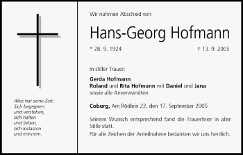 Anzeige von Hans-Georg Hofmann von MGO