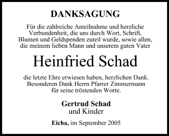 Anzeige von Heinfried Schad von MGO